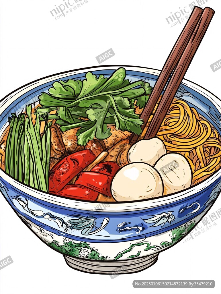 大碗面插畫