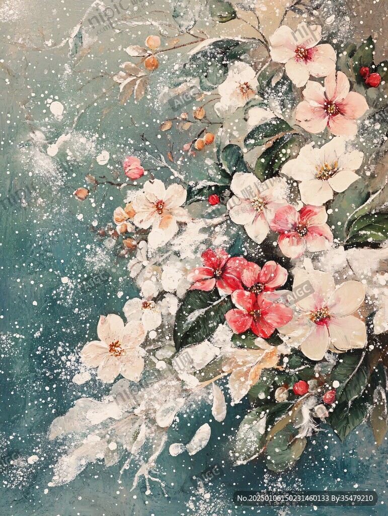水彩雪光花