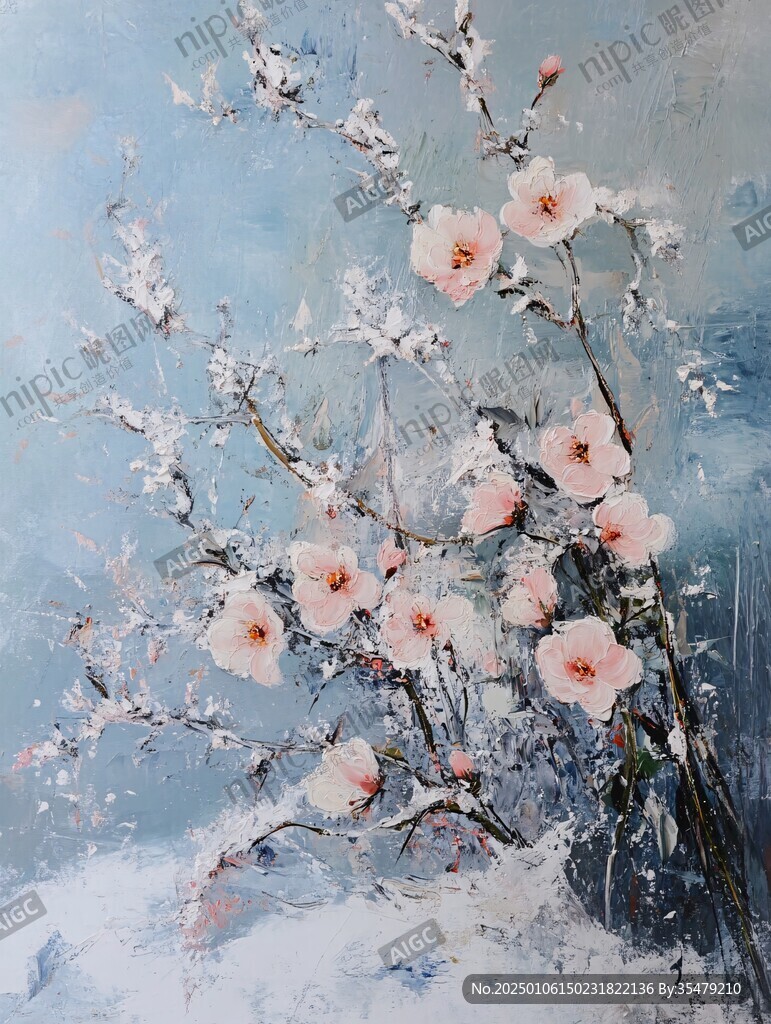 油畫梅花