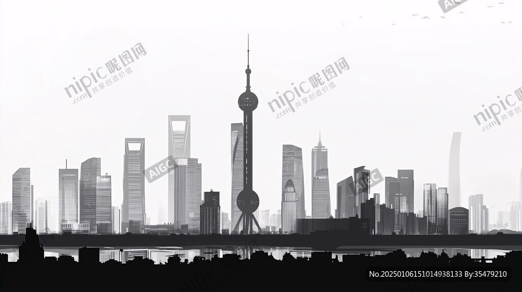 北上廣深剪影輪廓背景