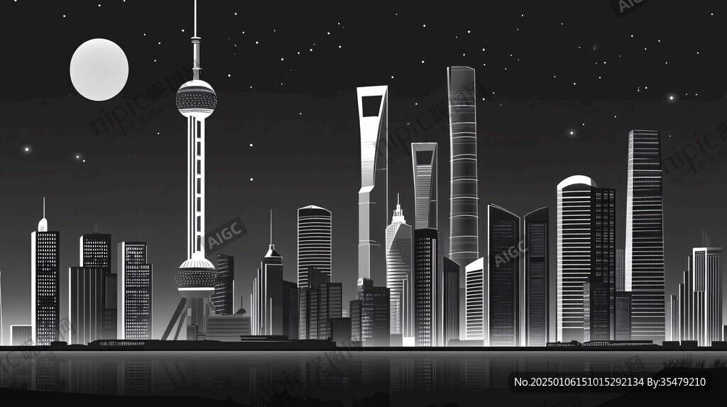 北上廣深地標(biāo)建筑插畫
