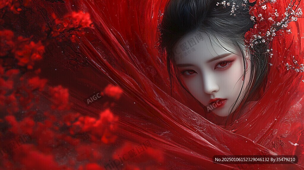 紅衣少女設(shè)計(jì)古風(fēng)