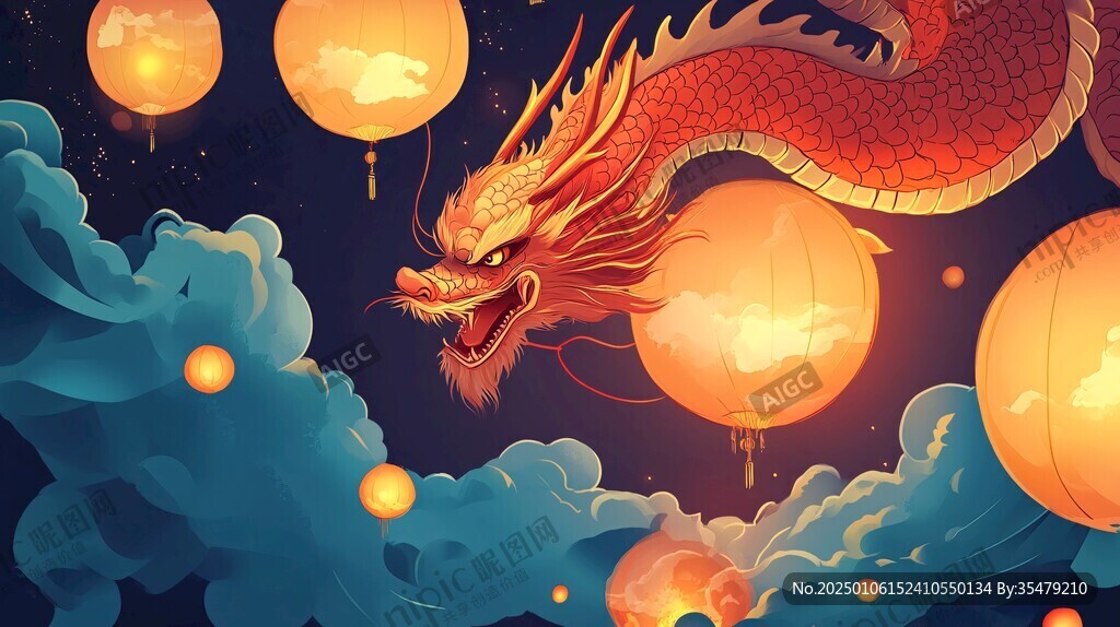 龍年橫版插畫