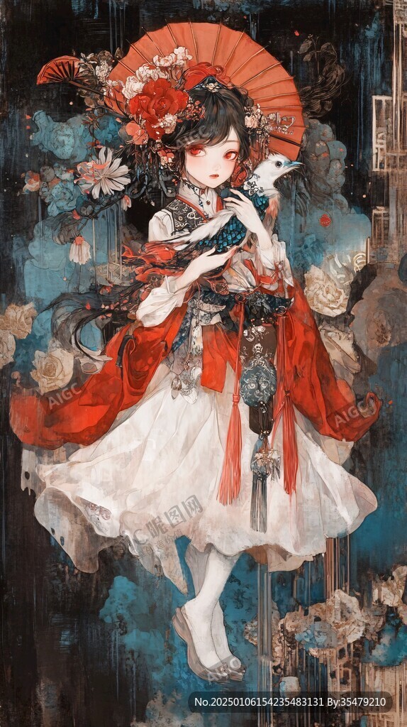 唯美古風少女插畫