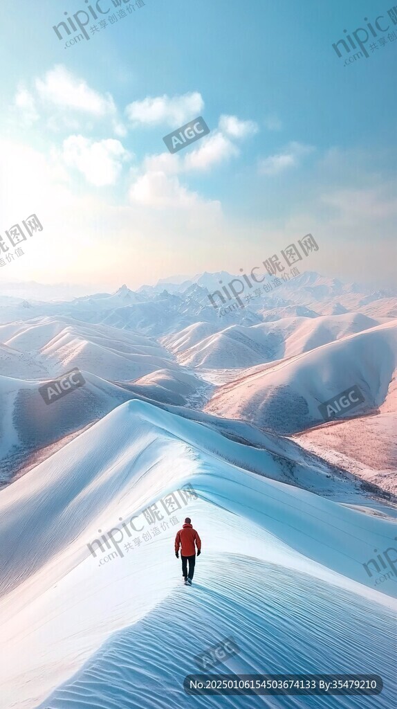 冬季戶外登山雪景