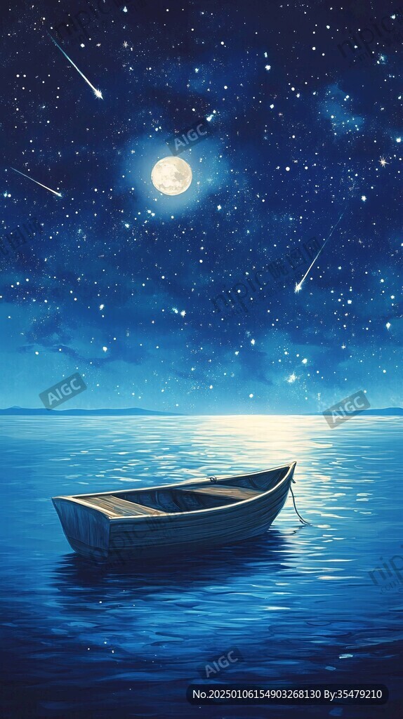 海洋大海月光帆船