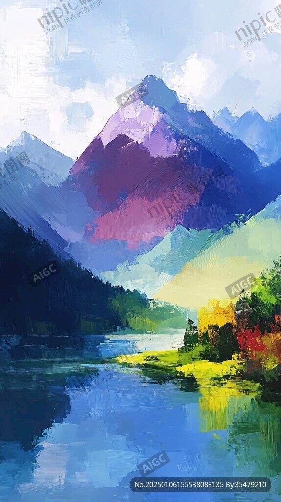 色彩線條色彩山水風景