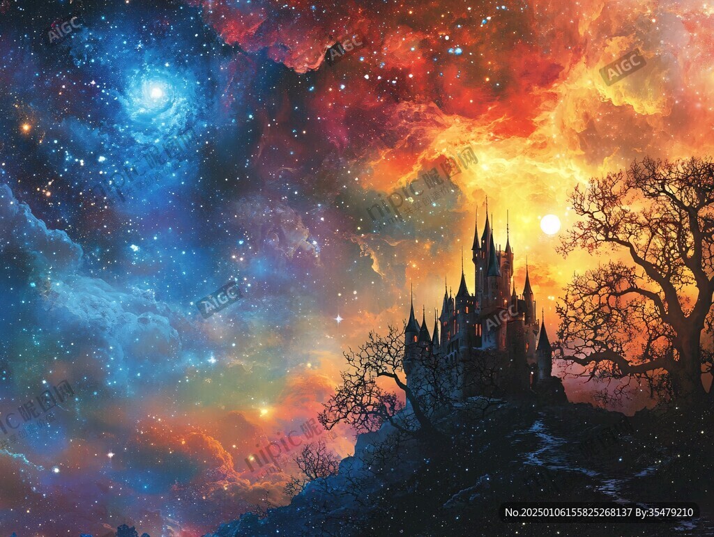 奇幻城堡夜景