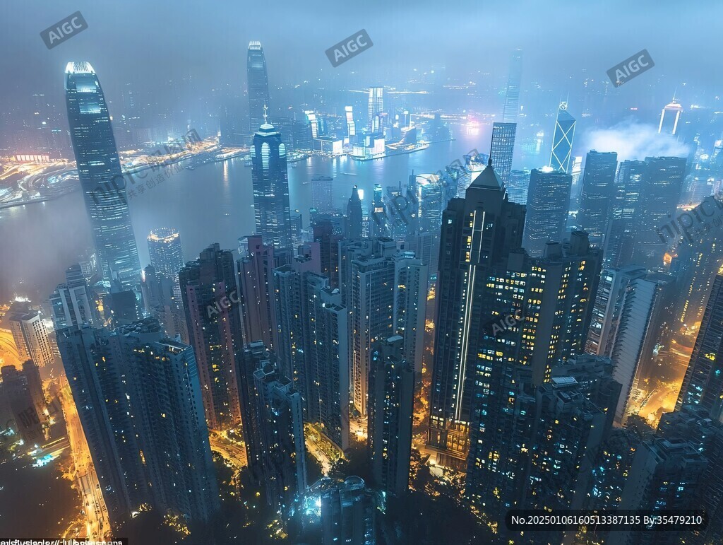 雨霧籠罩的陸家嘴
