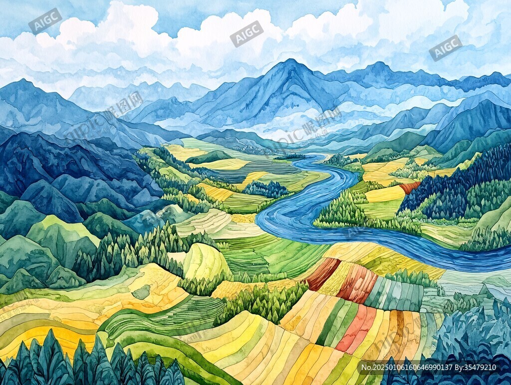 農(nóng)村田野插畫