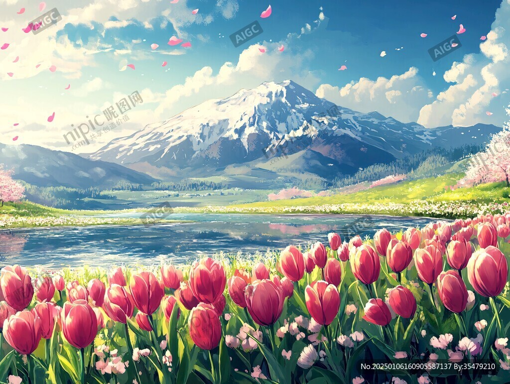 唯美夢幻花田場景