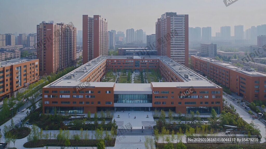航拍學校建筑