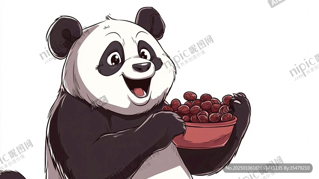 大熊貓美食插畫