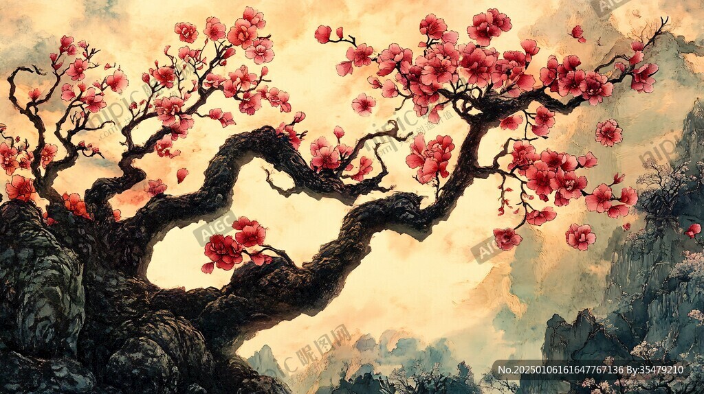 梅花大型高清壁畫