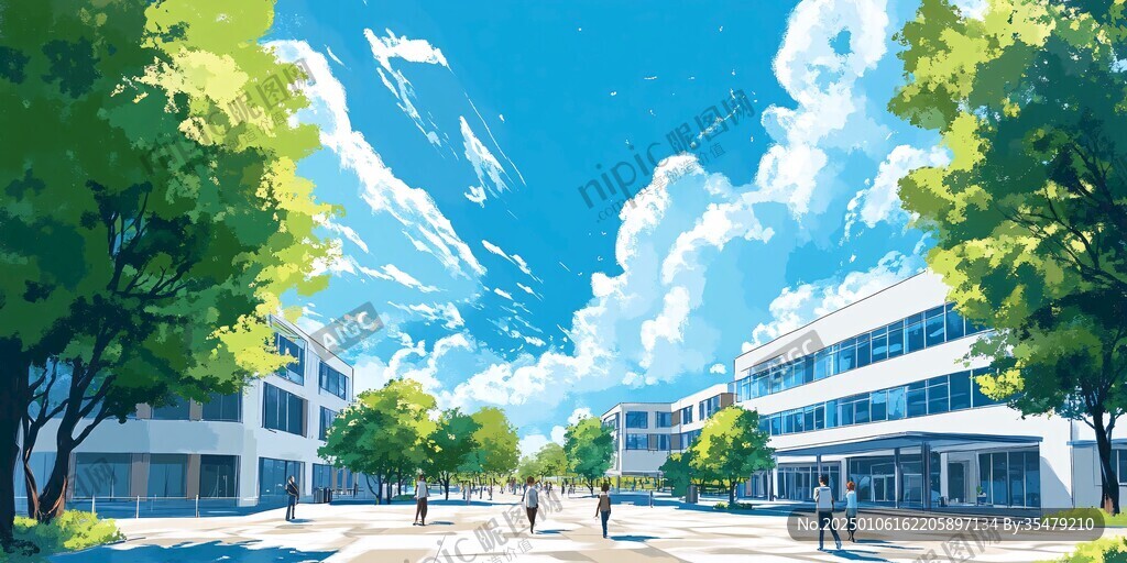 唯美校園插畫