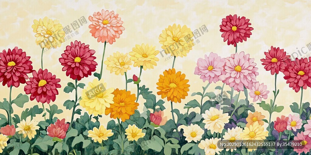 菊花壁畫