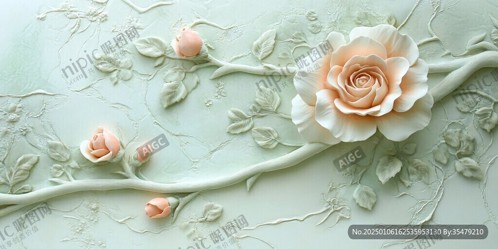 3d立體浮雕花卉花鳥