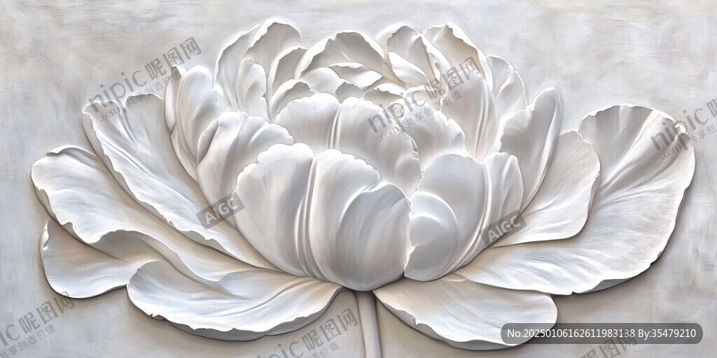 3d浮雕金屬牡丹花