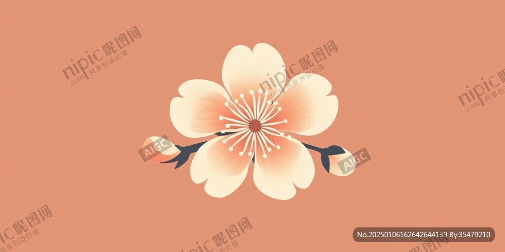 橘色花藝手繪