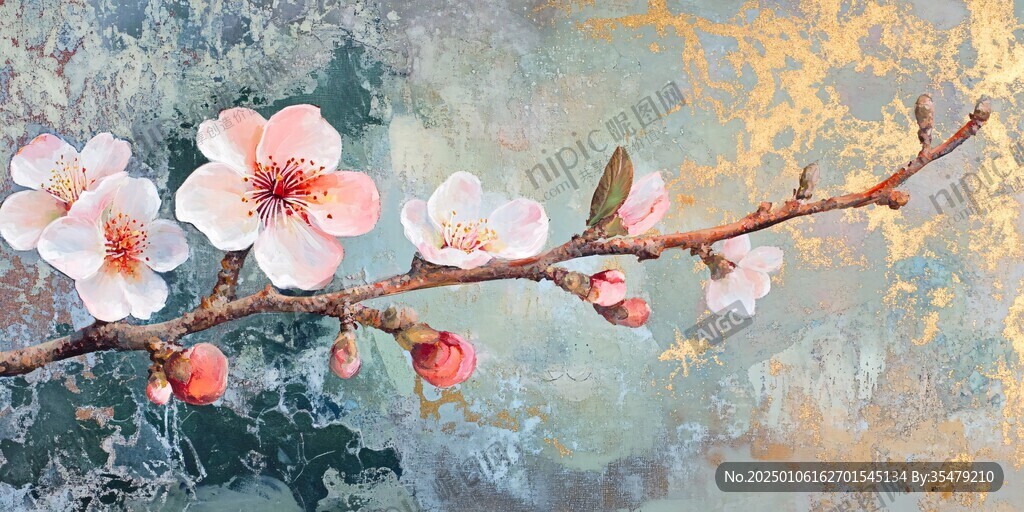 油畫桃花