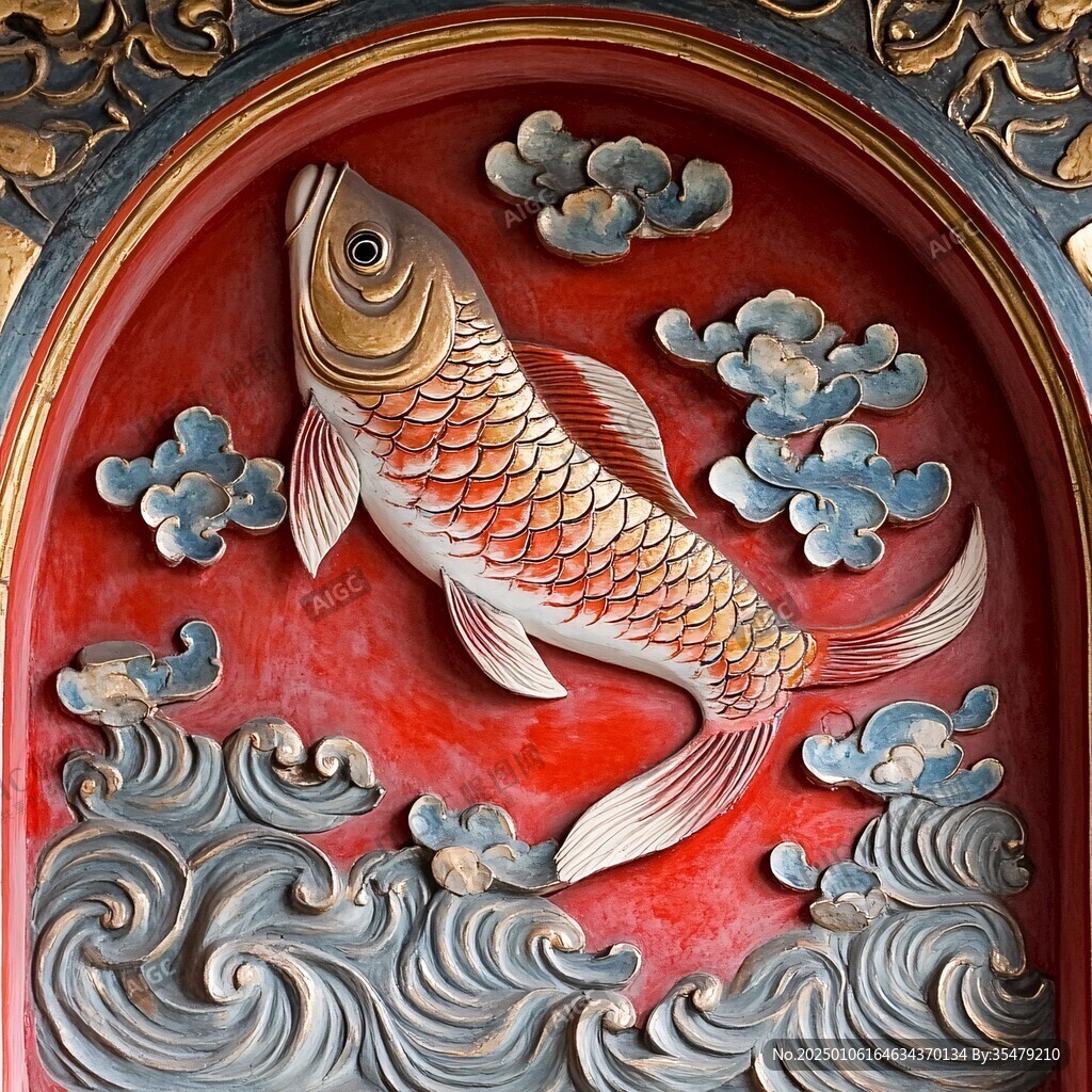 浮雕連年有余