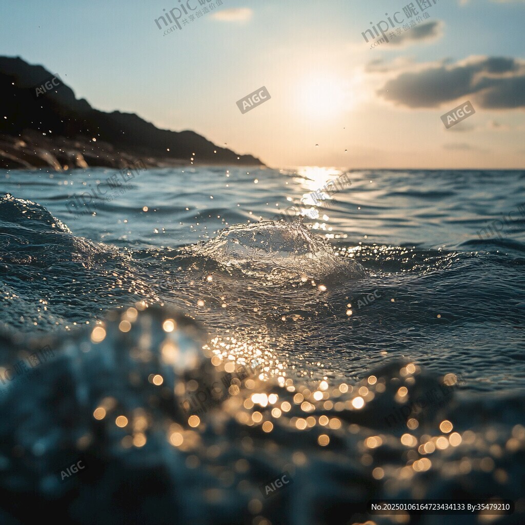 金光閃閃海面