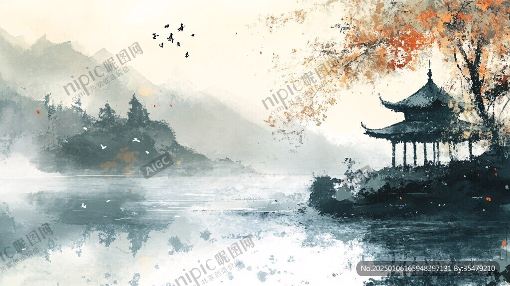 古風(fēng)秋天景色插畫