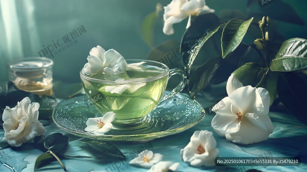 特寫花草茶茉莉花4k