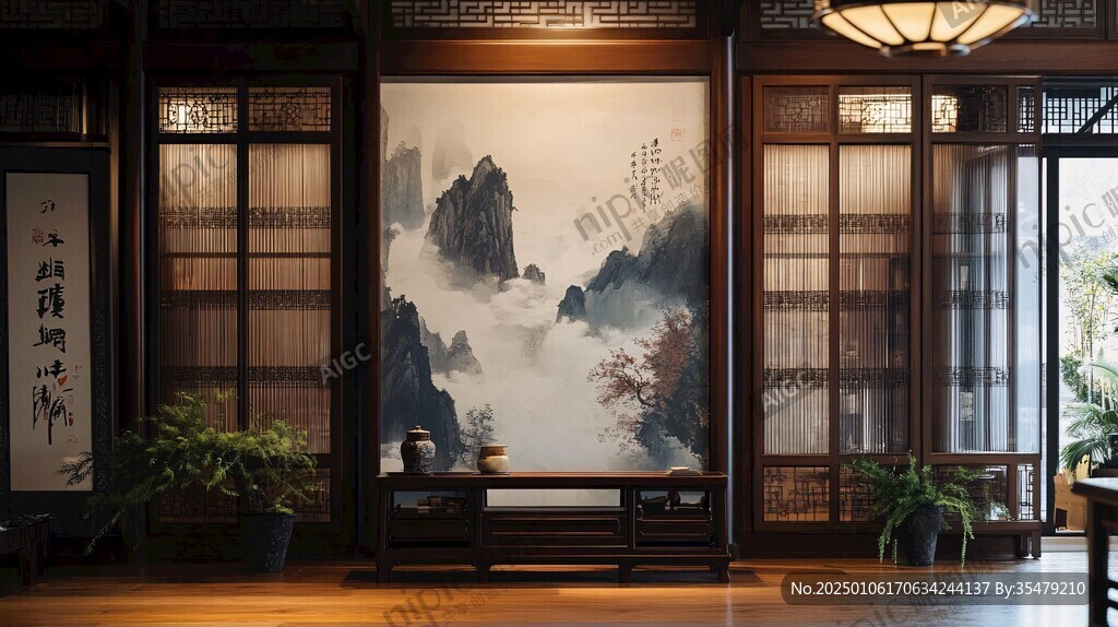 迎客松酒店客廳背景
