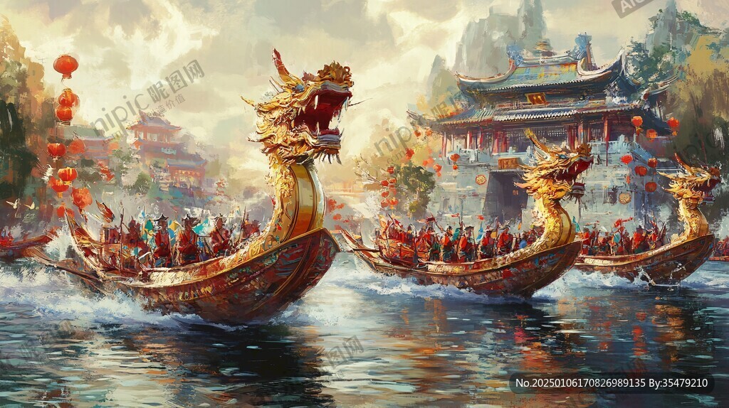 端午賽龍舟古風場景