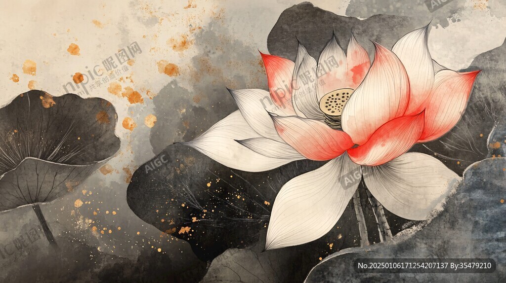 現(xiàn)代畫水墨荷花藝術(shù)畫