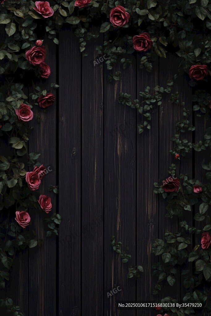 3d立體玫瑰花藤背景