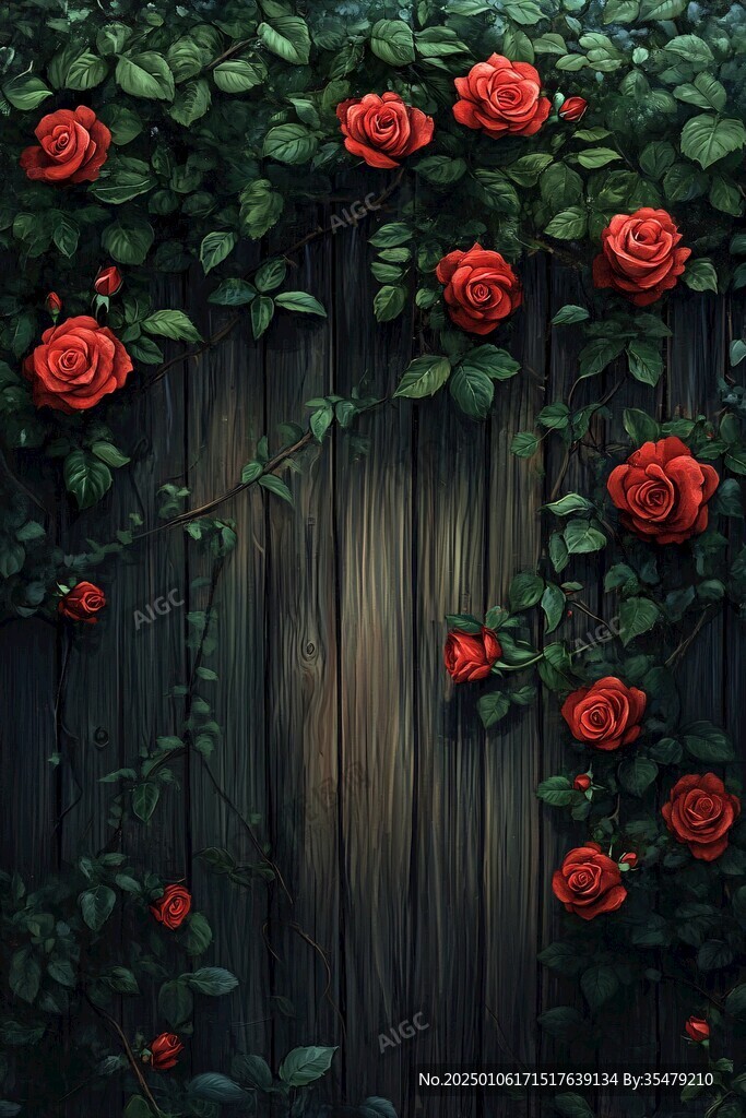 3d立體玫瑰花藤背景