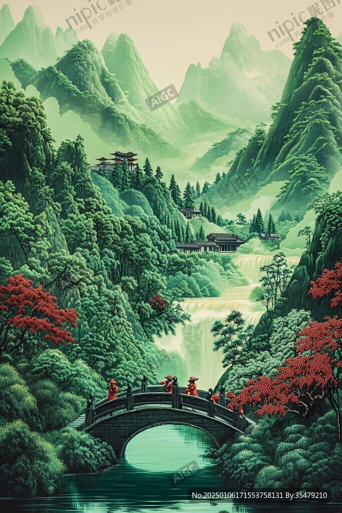 迎客松壁畫掛畫壁紙