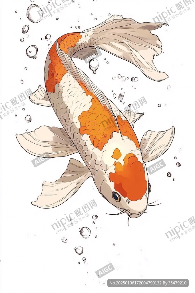 手繪錦鯉插畫(huà)