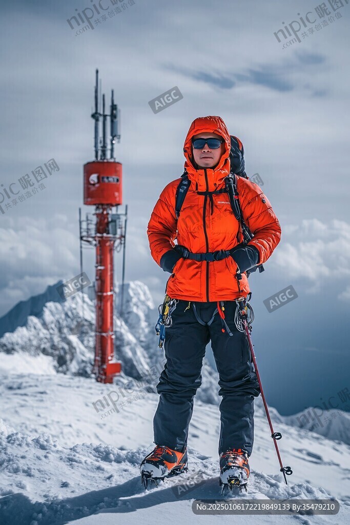 高舉登山杖