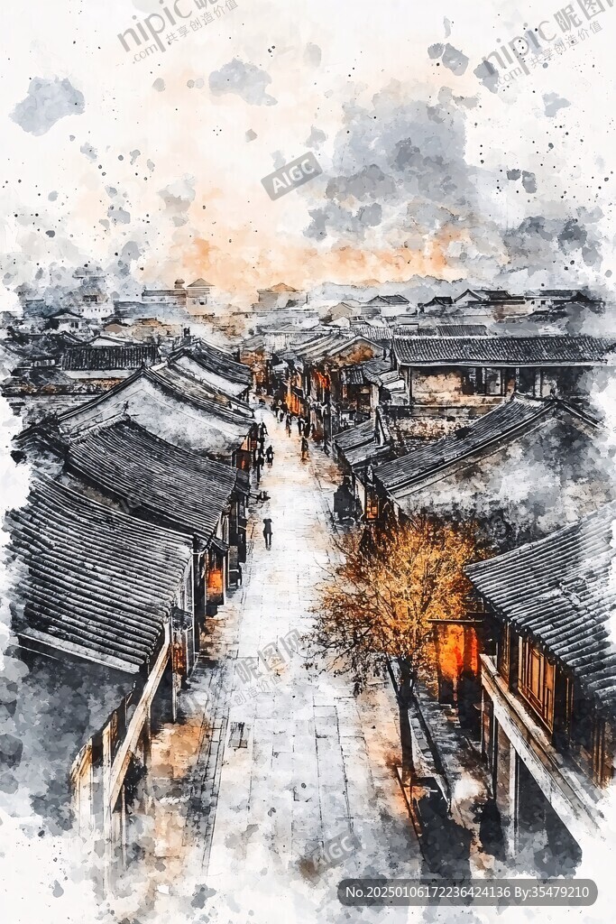 束河古鎮(zhèn)插畫