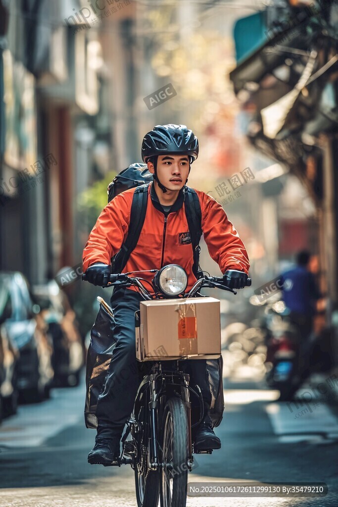 騎摩托的快遞員