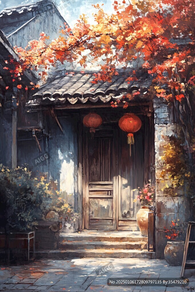 古風(fēng)庭院插畫