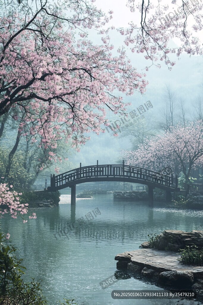 桃花源春季春景意境