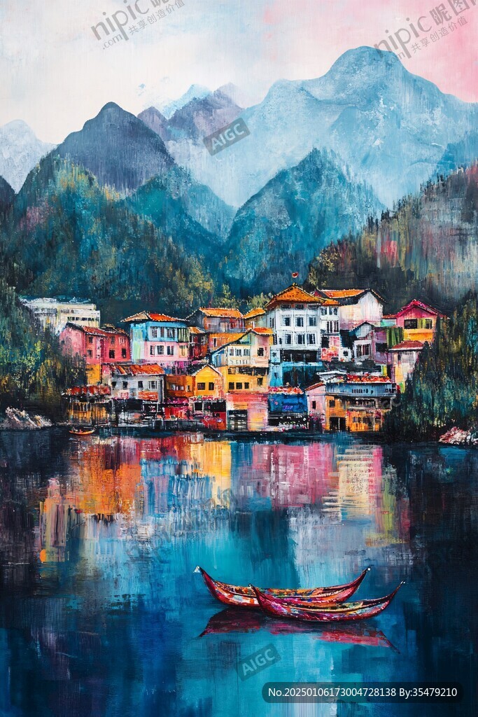 油畫漁村風(fēng)格