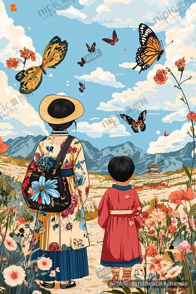 采花插畫