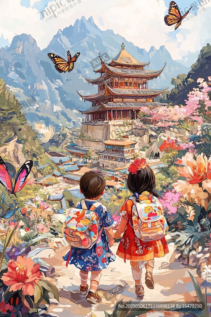 融水縣風光插畫