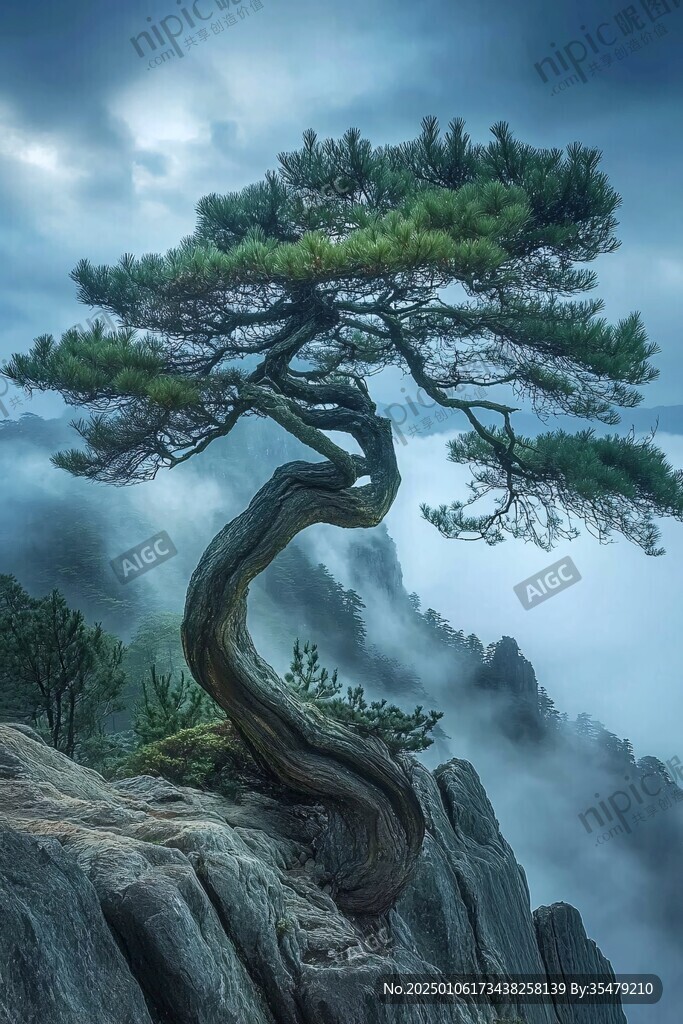 奇景松樹松石