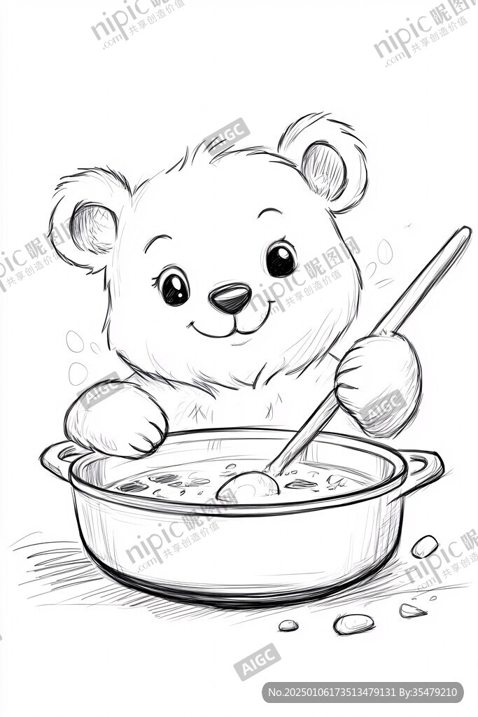 小熊線稿