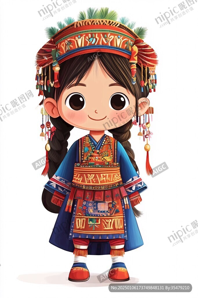 q版毛南族女孩