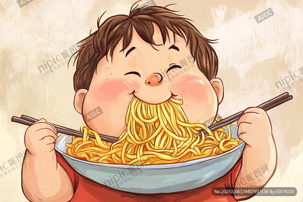 吃面插畫