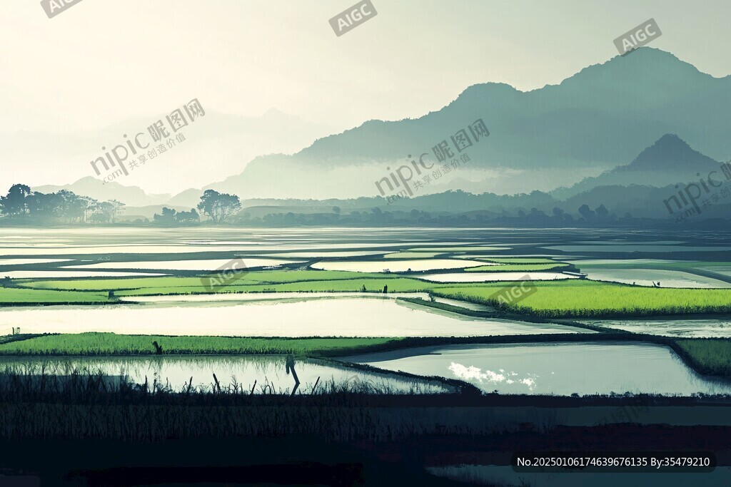 水稻遠山