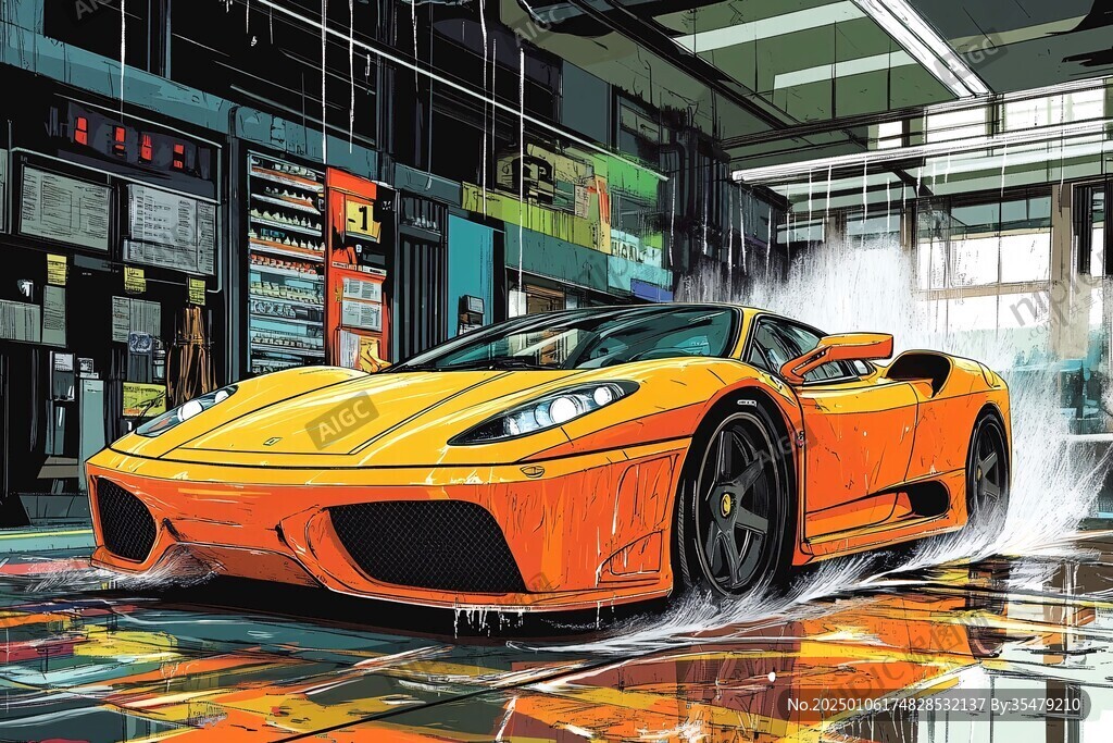 洗車店底紋