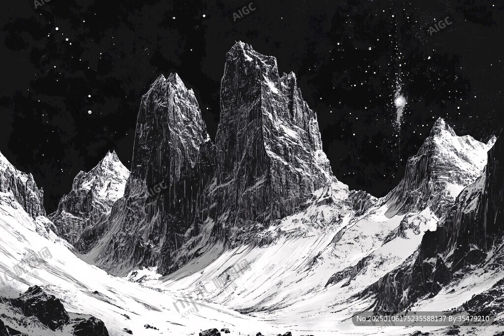 雪山原畫